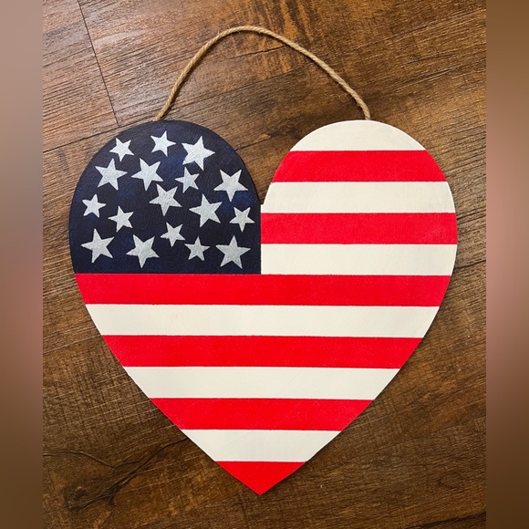 Hand Crafted Other - Hand Crafted Wooden Patriotic Heart Wall Decor - Red, White, and Blue